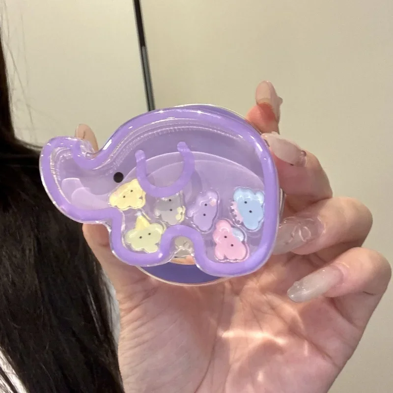 Cute Cartoon Elephant Quicksand Shake for Magsafe Griptok Holder Phone Finger Ring Stand Support for IPhone 17 Girl Bracket - view 5