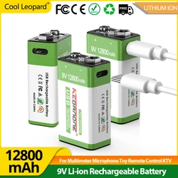 1-20 Stuks 9V Oplaadbare Batterij 12800Mah 9V Li-Ion Lithium Batterij Voor Multimeter Microfoon Speelgoed Afstandsbediening Elektrische Gitaar