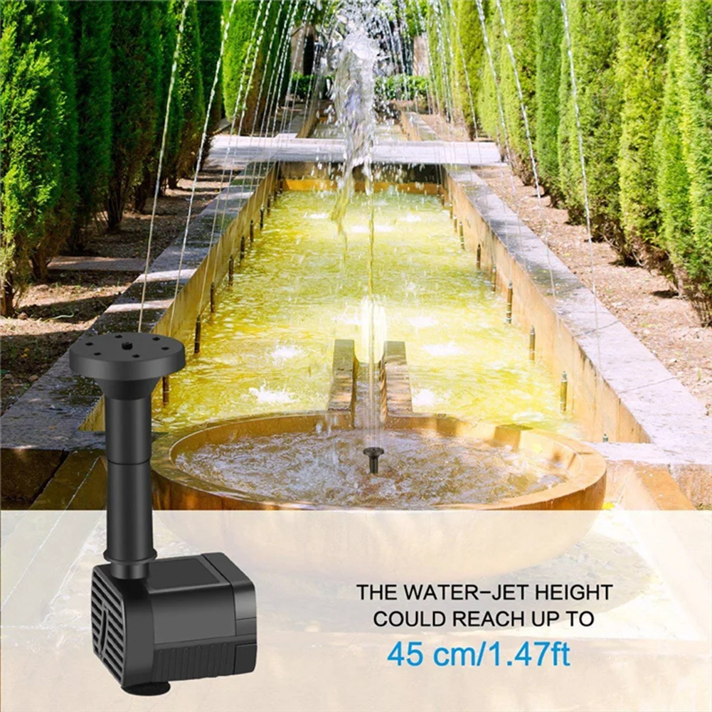 1.2W Solar Water Fountain Pump 200L/h with 6 Nozzles Solar Fountain Pond Pump Kit Solar Pond Pump for BirdBath Garden Small Pond
