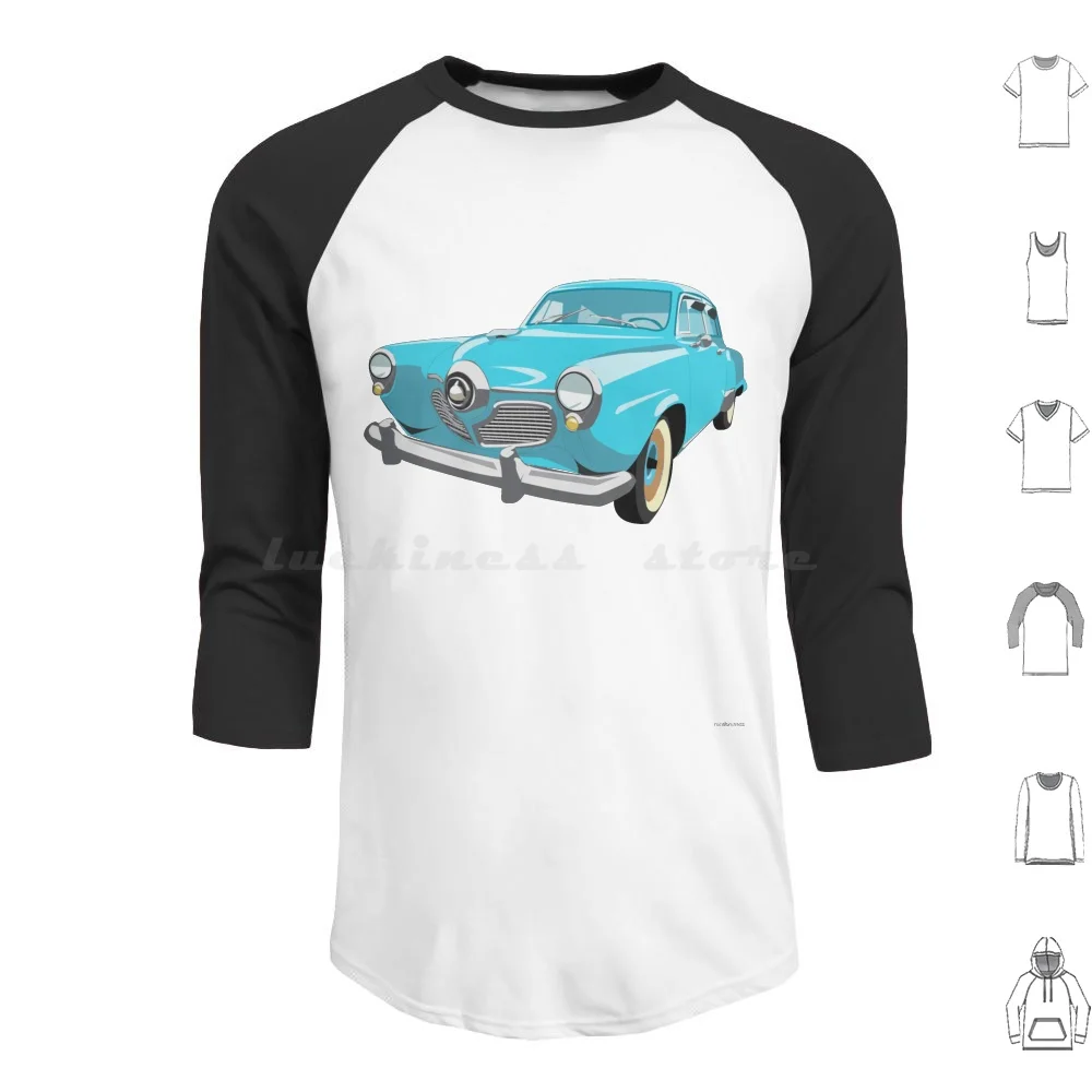 1951 Studebaker Commander-Bullet-Nose Hoodies Long Sleeve Studebaker Commander Car Blue Classic Bullet Nose Bullet Nose