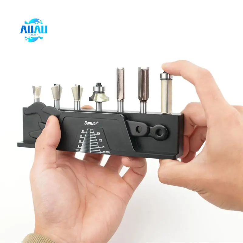 

AUAU-Ganwei алюминиевый держатель фрезы с магнитной фрезой, развертка для хранения, седло, гаечный ключ, органайзер для сверл, дисплей