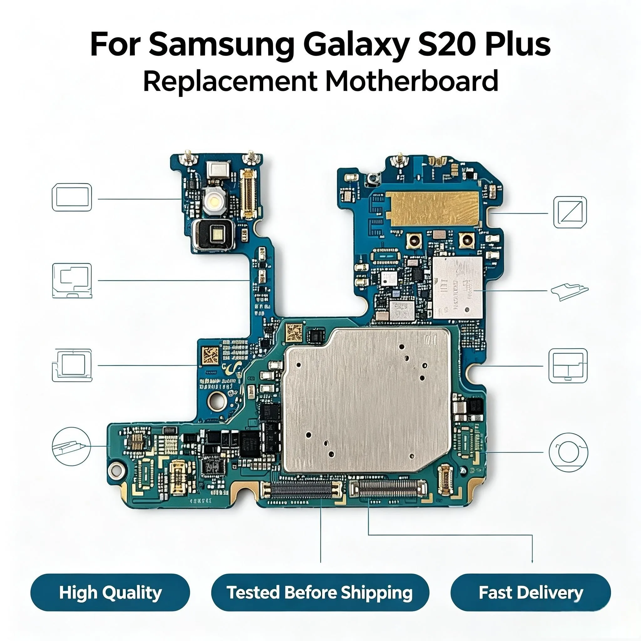 Fully Tested Unlocked Repair Mainboard For Samsung Galaxy S20 Plus S20+ SM-G986F SM-G986B SM-G986N SM-G986U Motherboard
