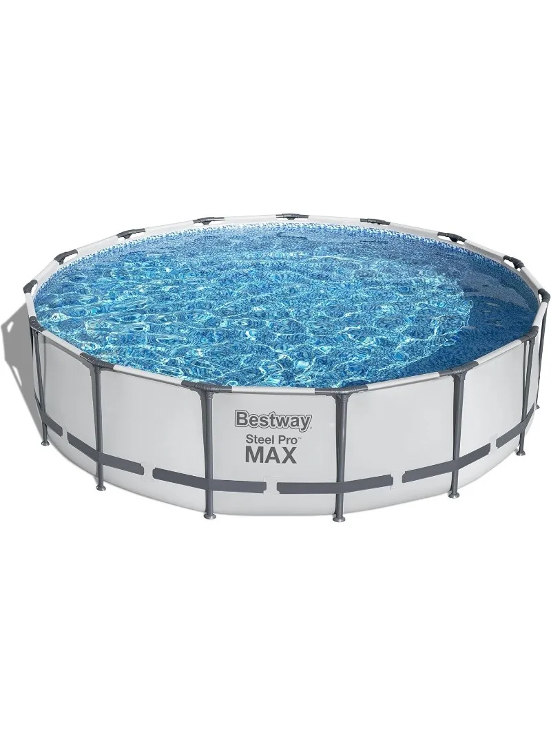 

SteelPro MAX 15" x 42" Round Above Ground Swimming Pool Set Outdooor Metal Frame Family Pool with Filter Pump, Ladder, and Cover