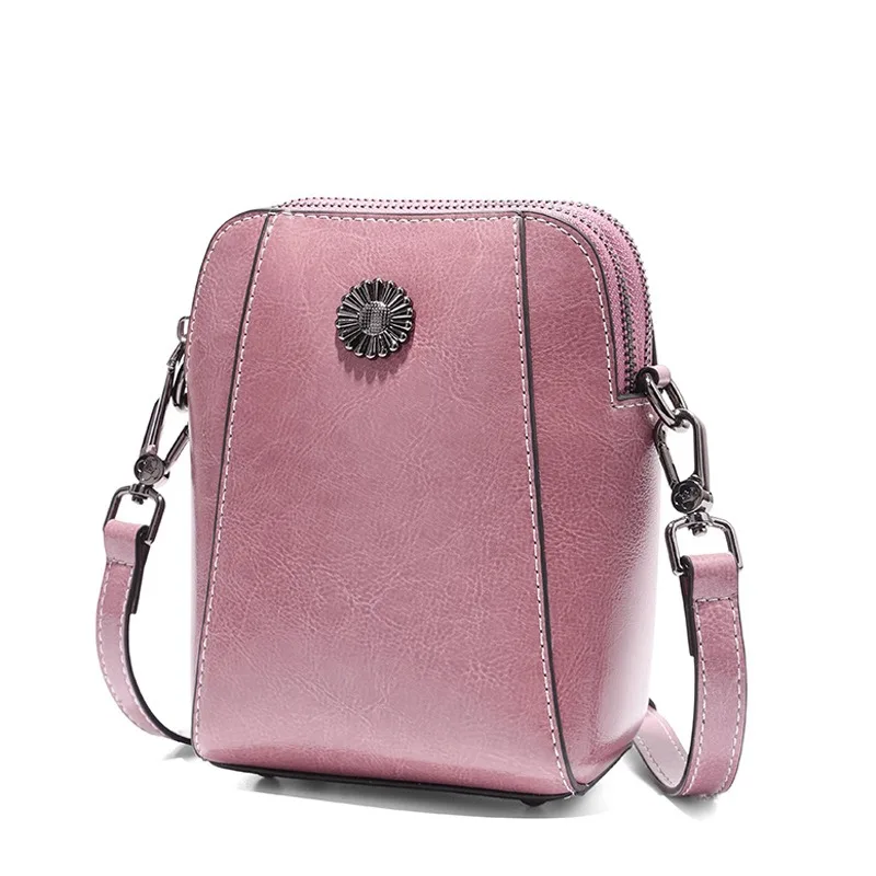 

Nesitu Casual 2025 White Pink Green Blue Red Black Brown Coffee Split Leather Women Shoulder Messenger Bag Phone Purse m6656