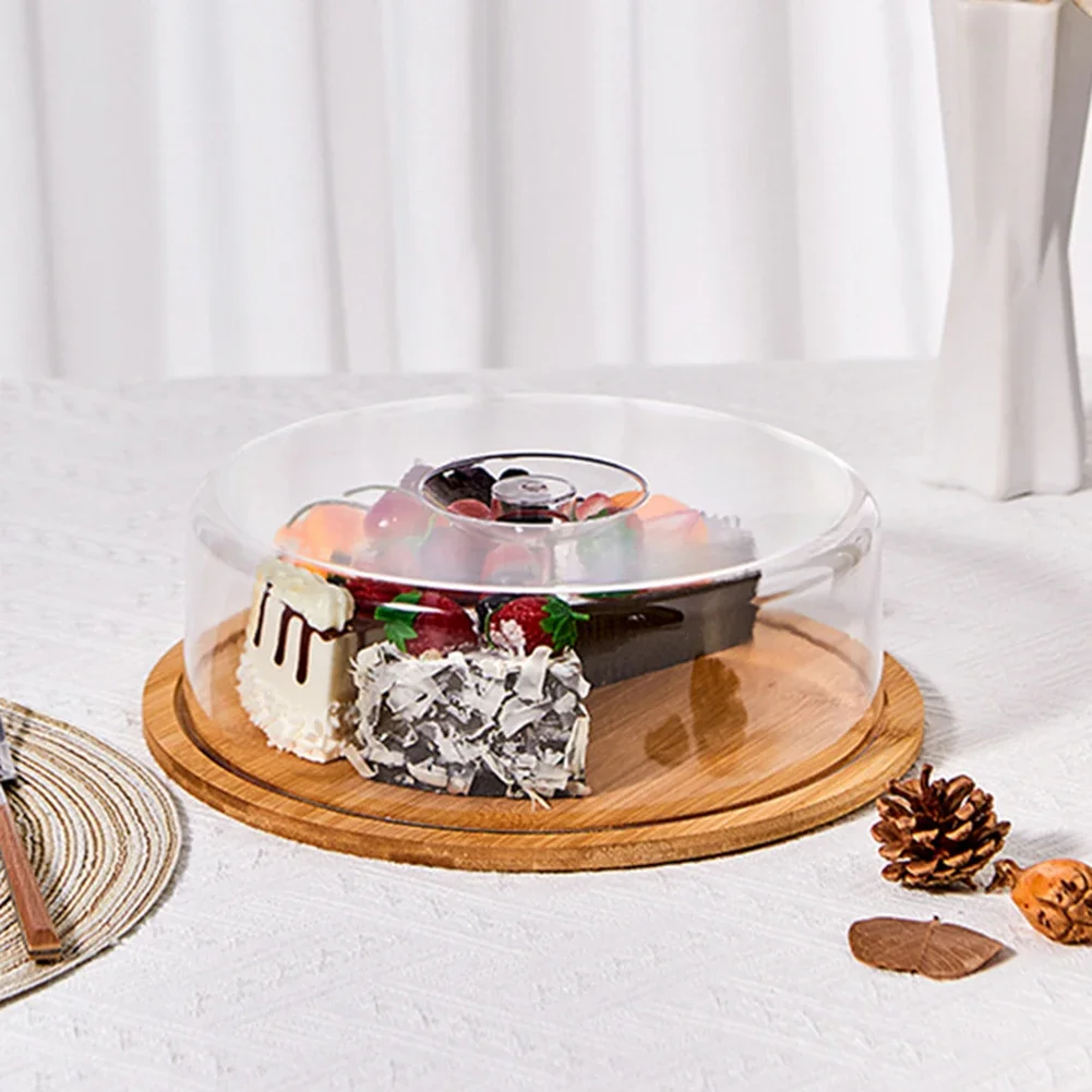 10 Inch Wooden Cake Stand with Dome Lid for Displaying Layer Cakes Sheet Cakes and Assorted Desserts at Events - view 3