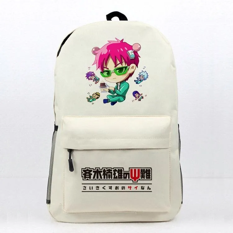 45x32x12, Schwarz Weiß, Das katastrophale Leben von Saiki K, Saiki Kusuo No Psi Sai Nan, Kinderschultaschen, Anime-Rucksäcke Mädchen Jungen