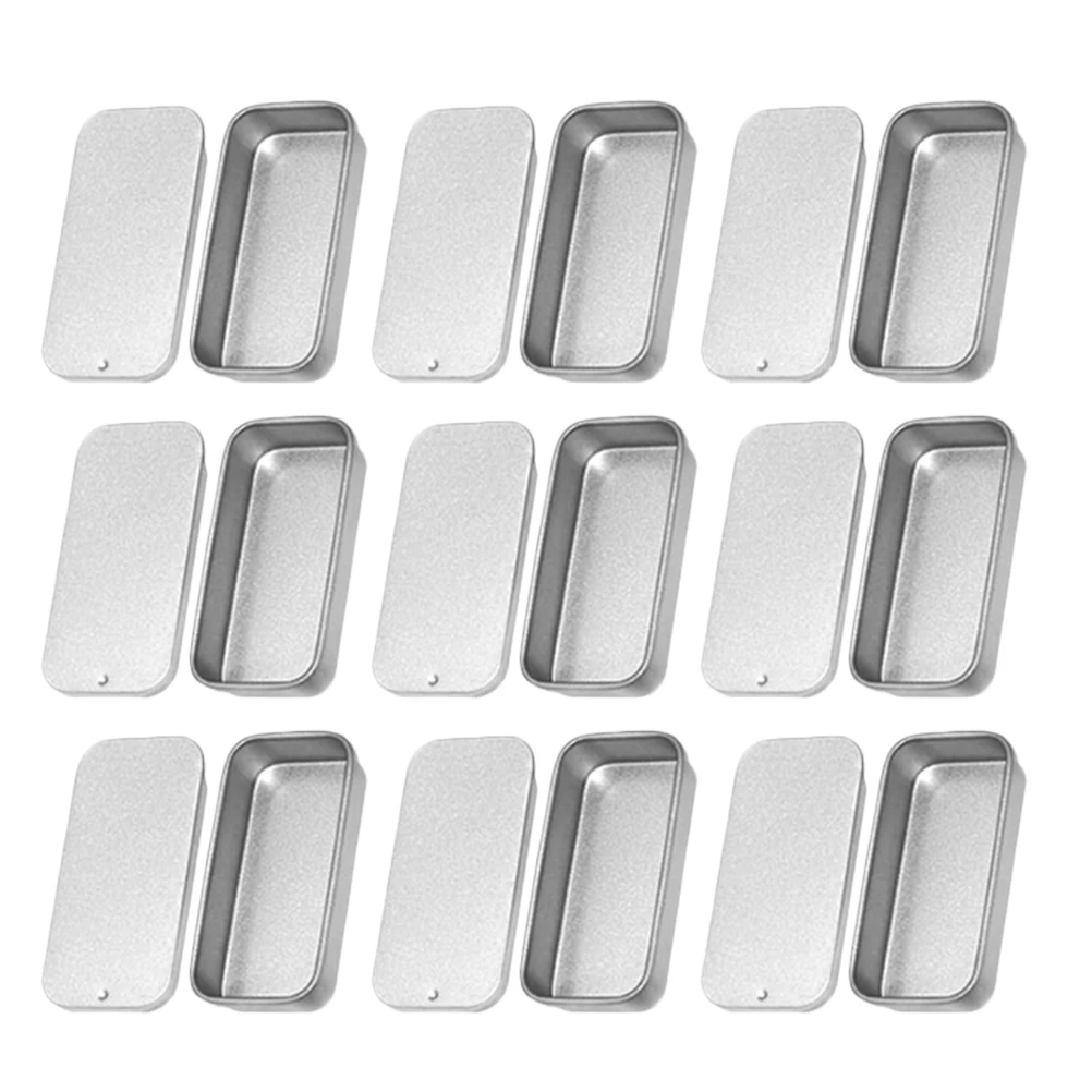 

18pcs Balm 50X25X10mm Matte Silver Food Storage Tinplate Containers Tinplate Cans Decorative Metal Tins Candles Gifts