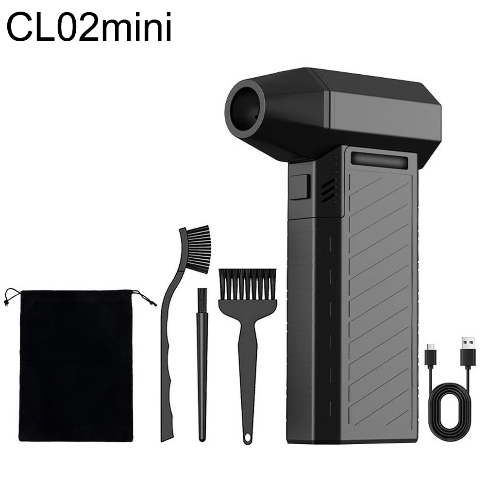 Compact Rechargeable Air Blower 150000 RPM 8000 mAh USB-C Charging 5 Nozzle Shapes 3 Brushes Metal Housing Black