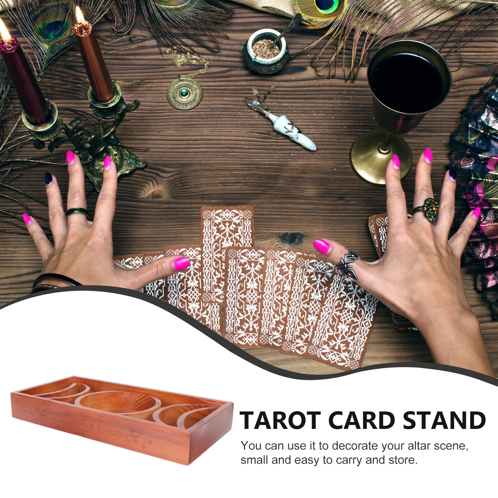 

Wooden Card Holder Pine Moon Wear-Resistant Lightweight Display Stand Small Practical Altar for Lovers