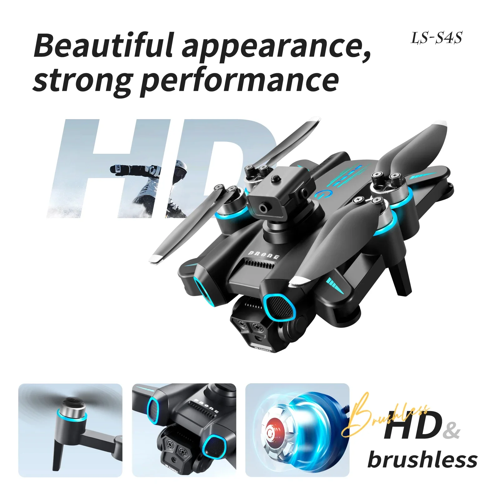 RC Mini Drone 4K caméra professionnelle télécommande quadrirotor avec lumière LED sans brosse évitement d'obstacles hélicoptère RC jouet