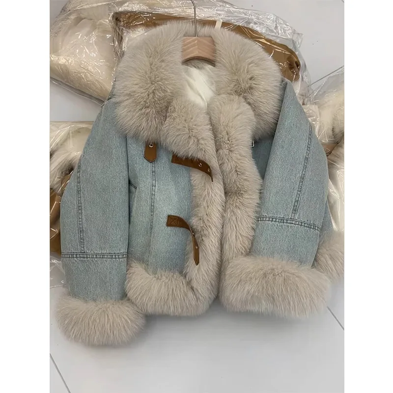 Mulheres denim casacos y2k jaquetas casuais gola quadrada mangas compridas pele do falso angustiado solto ponto aberto leve estiramento 2026 outono