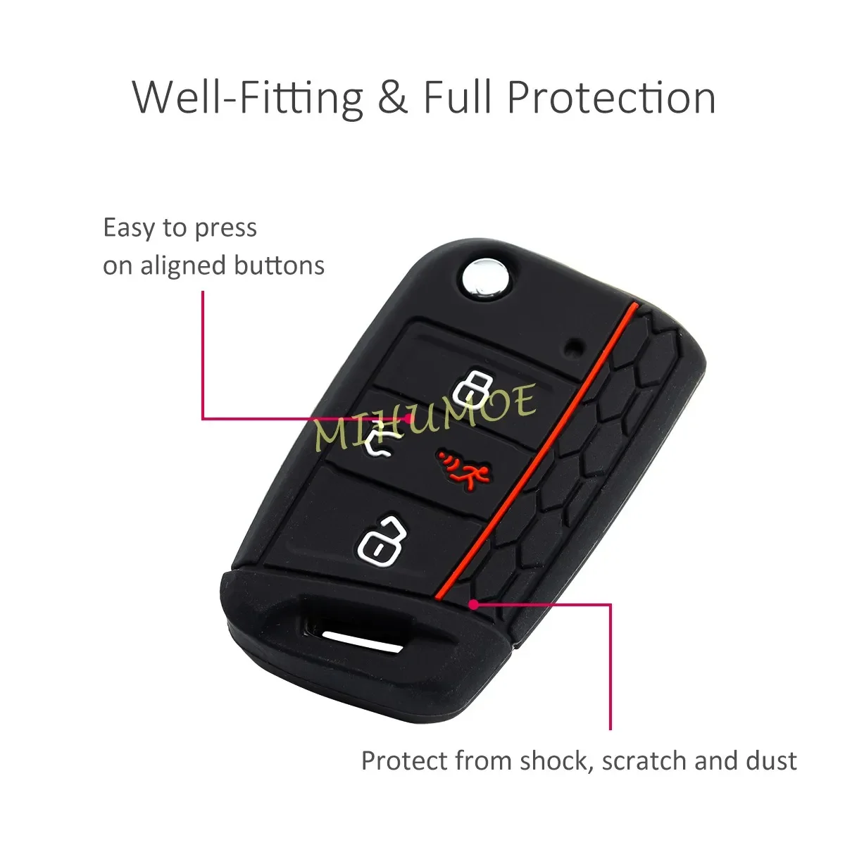 Silica Gel 4 Button Car Flip Key Fob Chain Cover Case For VW Jetta Golf MK7 Tiguan e-Golf - view 3