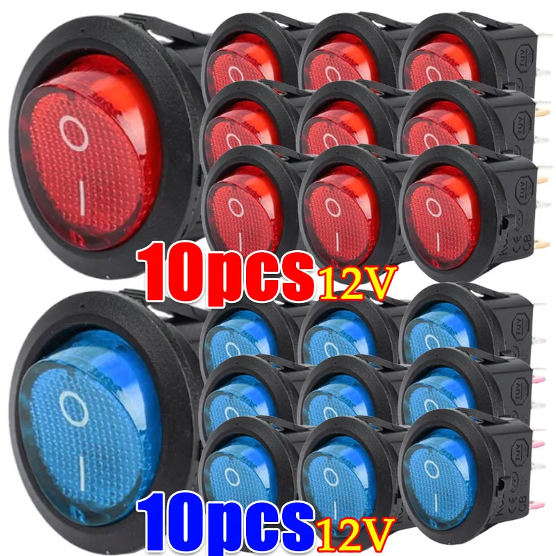 

Red LED Rocker Switch with LED for Home DIY Replacement On/Off 3-Pin 2-Position Push Button Accessories