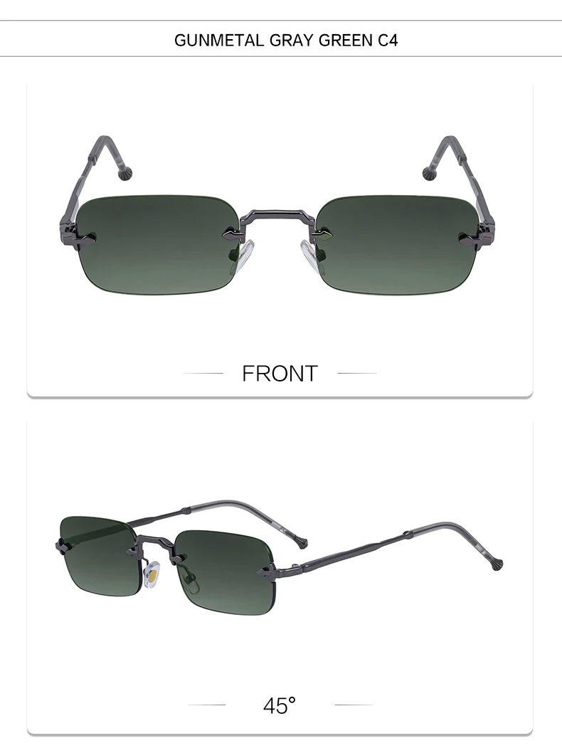 Kleine Rahmen Rechteck Randlose Punk Sonnenbrille Männer 2025, Luxus Marke Vintage Metall Sonnenbrille Für Männliche Klassische Shades UV400 – Detail 20