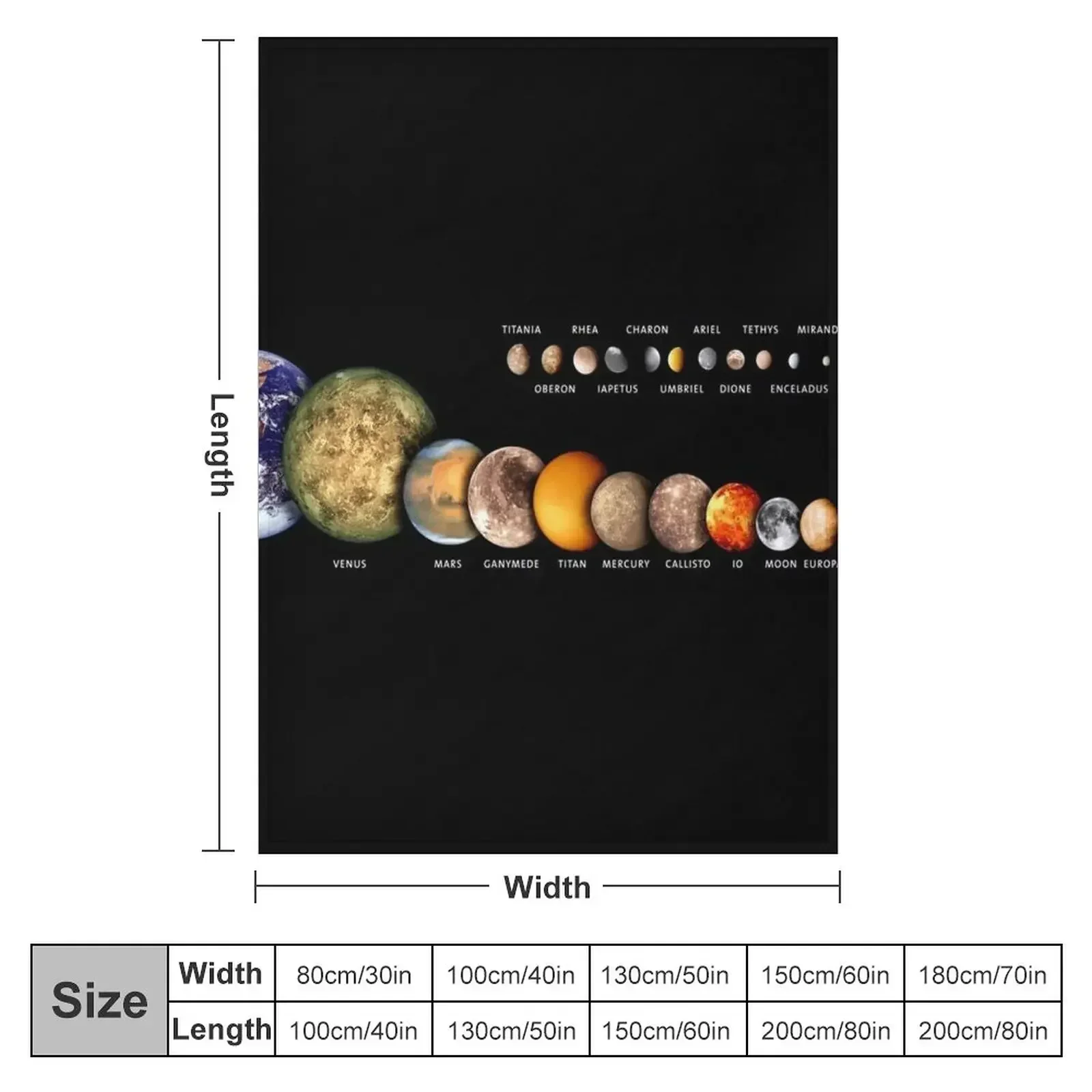 Moons of the Solar System Throw Blanket Custom Single Decorative Beds valentine gift ideas Beach Decorative Sofas Blankets