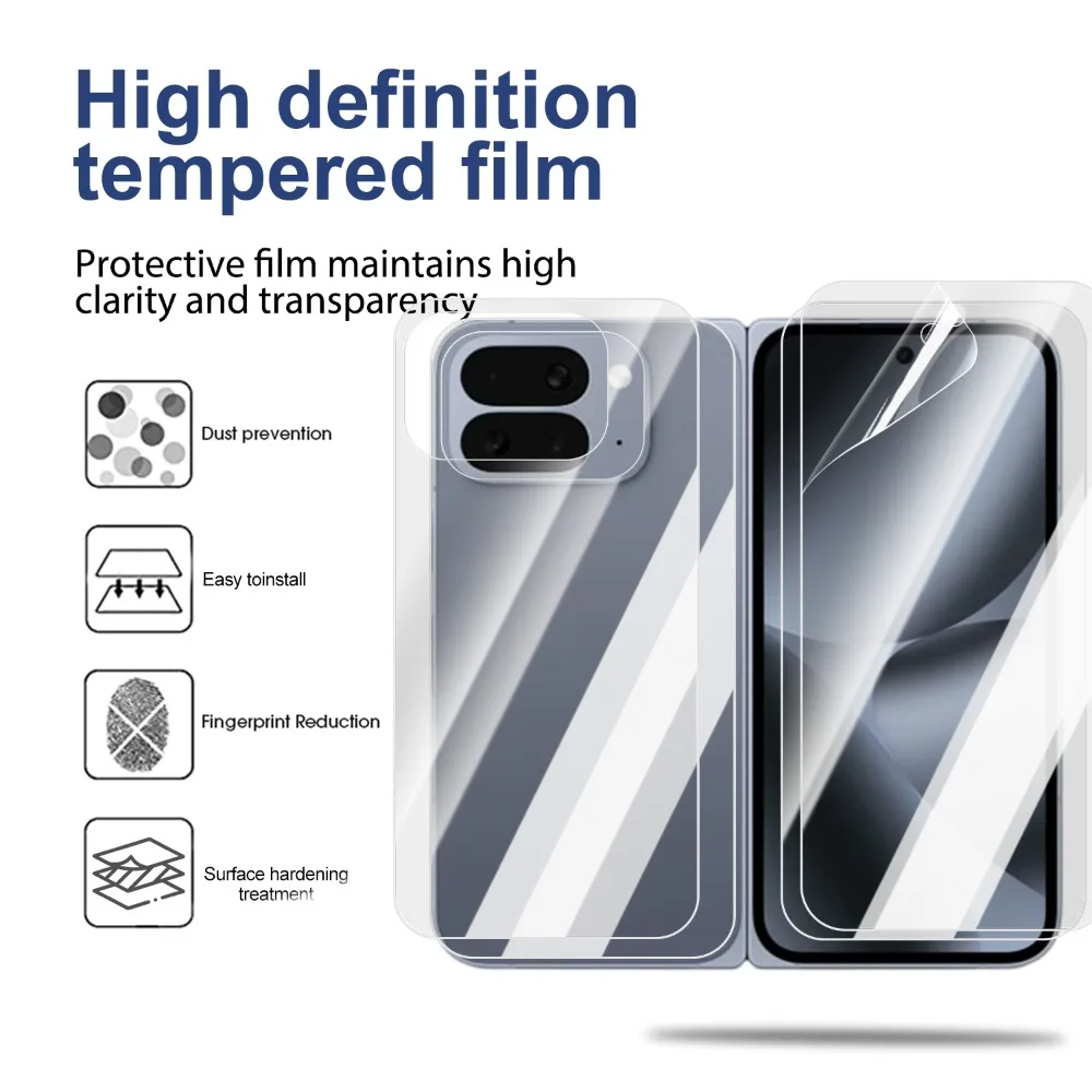 Гидрогелевая пленка 9 в 1, защитные пленки для экрана снаружи и внутренней линзы для Google Pixel 10 Pro Fold HD, комплект защитных стеклянных пленки с полным покрытием