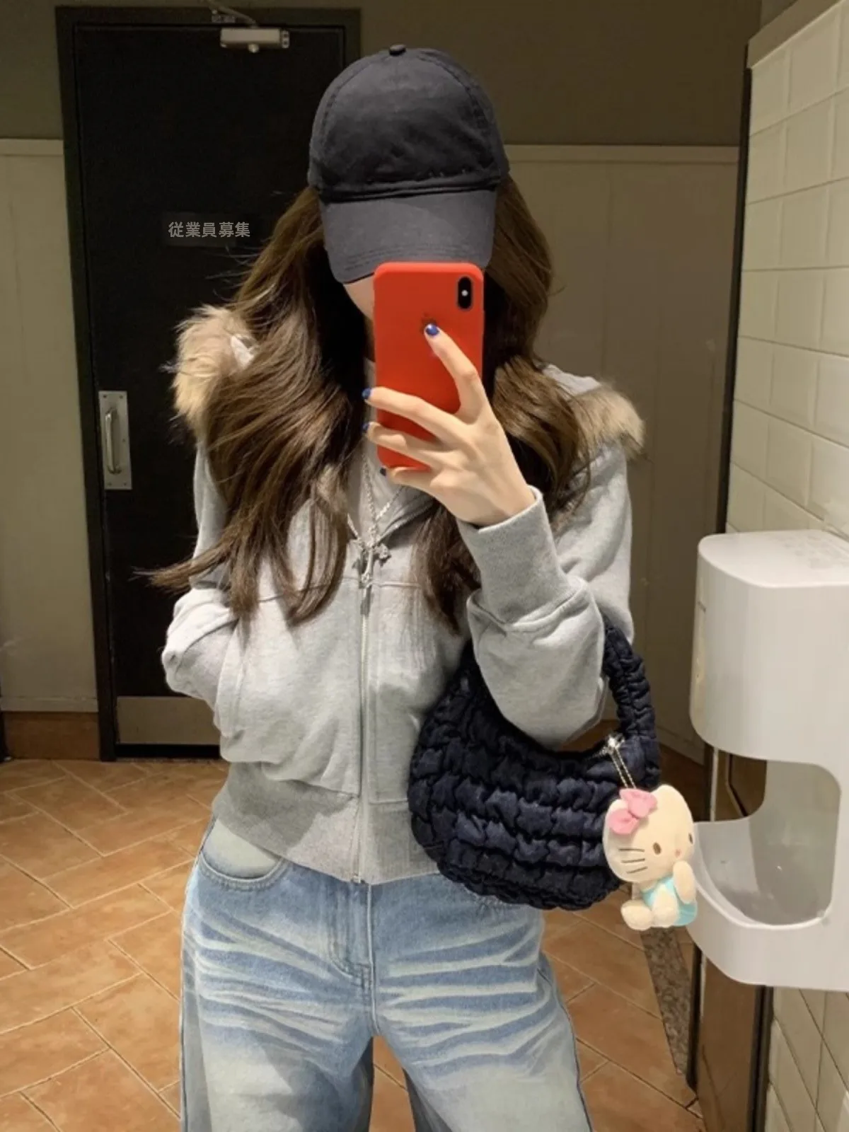 Thickened Fleece Hooded Jacket Women's Casual Outerwear Coat with Removable Fur Collar Winter Warm Zipper Closure Long Sleeve