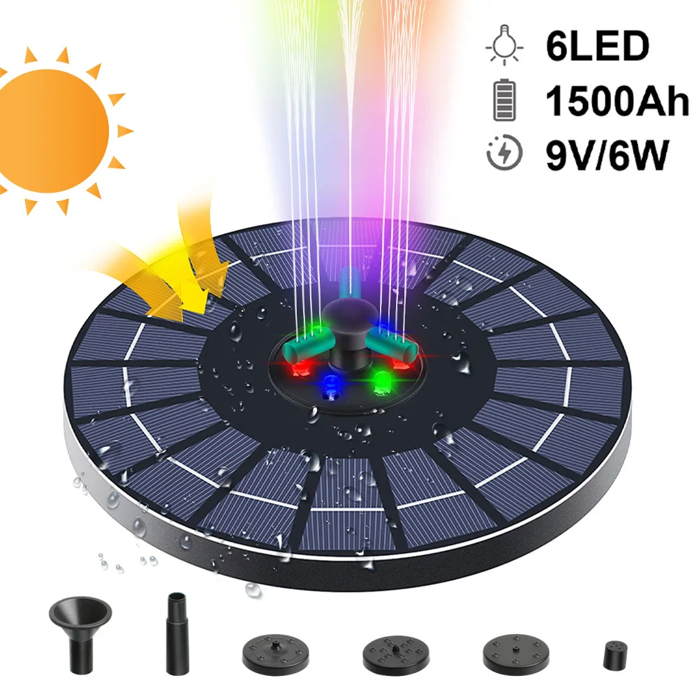 

Floating Solar Fountain Garden Waterfall Fountain Bird Bath Fountain with 360° Rotatable Nozzle Water Pump for Ponds Garden