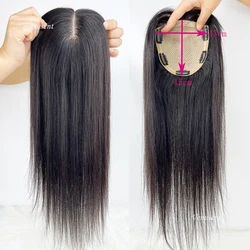 13x15cm Hand Tied Silk Base Topper Human Hair for Women Virgin Chinese Human Hair Piece Breathable Silk Top Toupee with Clips In