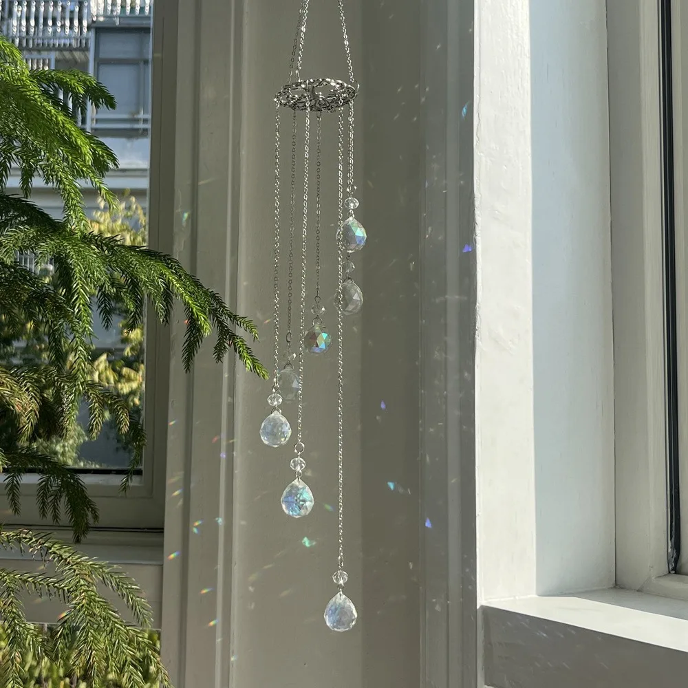 2025 AB Color Sun Catcher Crystal Seven Colors Rainbow Maker Hanging Crystal Stained Glass Outdoor Decor