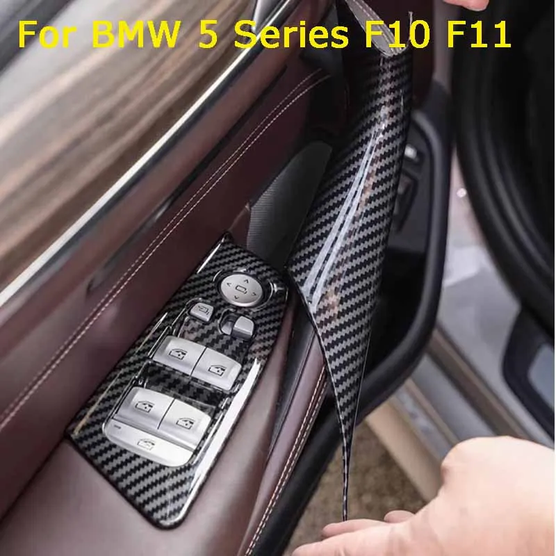 

Car Accessories Interior Carbon Fiber Texture Door Handle Pull Protective Cover For BMW 5 Series G30 G31 2023 2022 2021