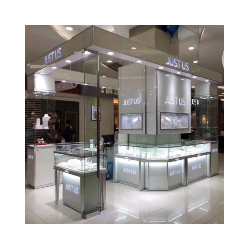 custom.Heavy Duty Waterproof Jewelry Display Cabinet with LED Lights Perfume & Electronics Museums Square Design