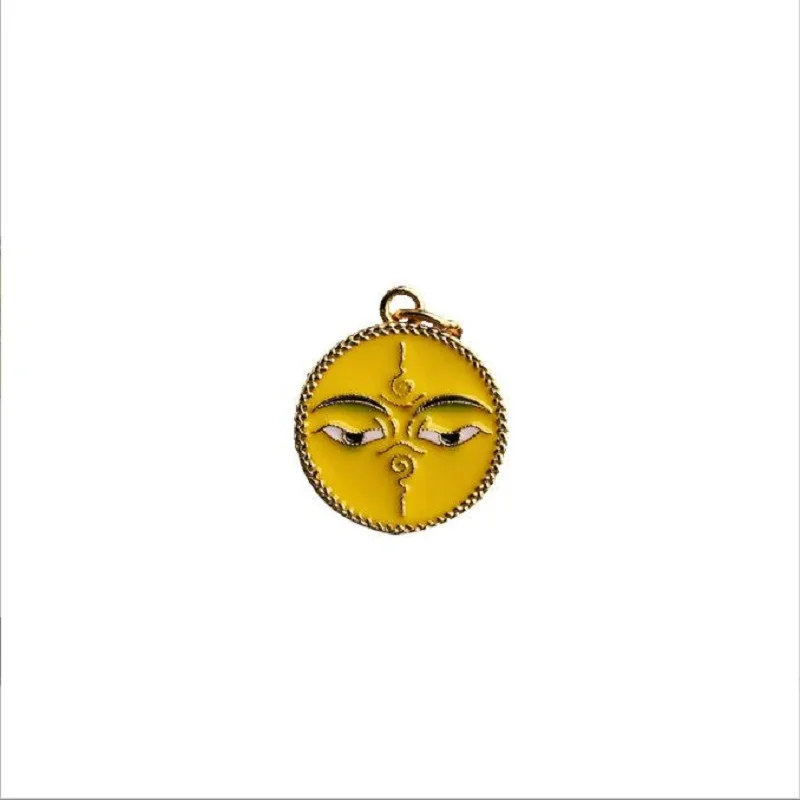 Tibetan Buddha Wisdom Eyes Small Pendant 100% 925 Silver Gold Plated Manjusri Word Good Luck Amulet