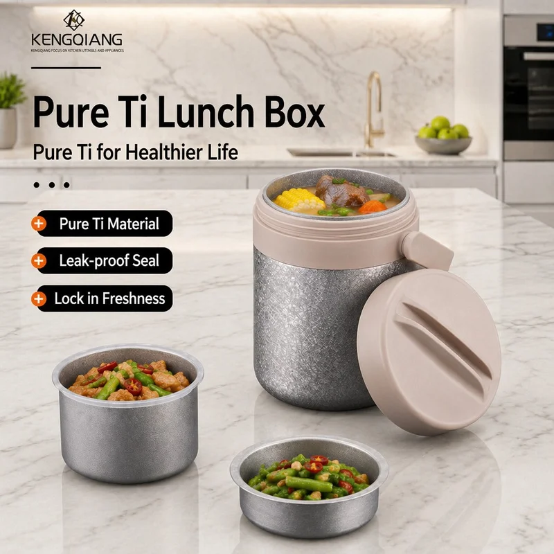 Factory Wholesale Pure Titanium Lunch Box Food Storage Container Food Preservation Box Lightweight for Camping Hiking Use