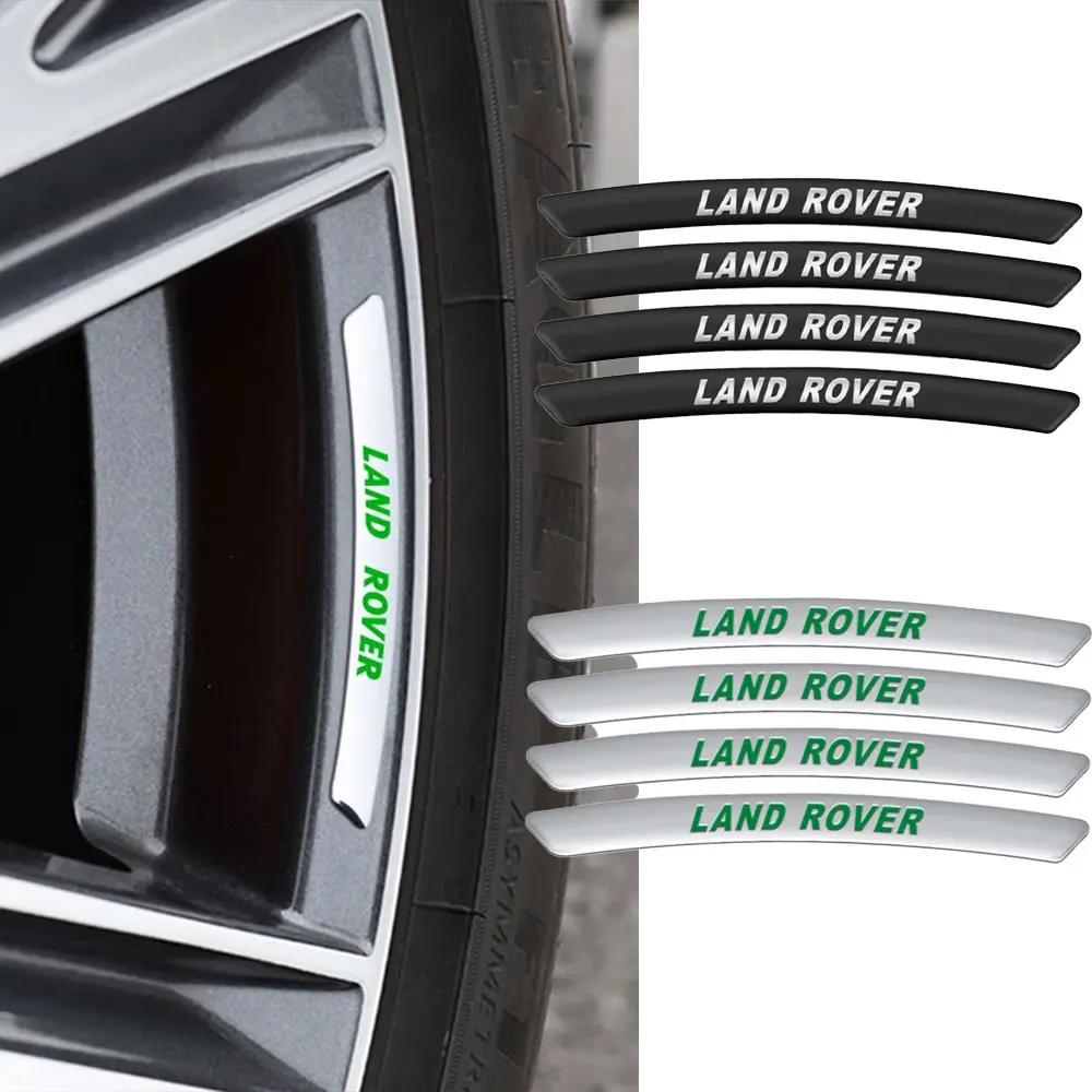 4pcs Car Wheel Eyebrow Sticker Car Rims Hub Trims Labels For Land Rover Range Rover LR3 LR4 L322 L405 Evoque Velar Discovery