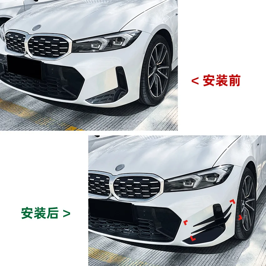 لسيارات BMW 3 Series G20 G21 LCI M Sport 2023 المصد الأمامي تنفيس الهواء سكين الرياح ملصقات السيارات ملحقات تعديل الديكور