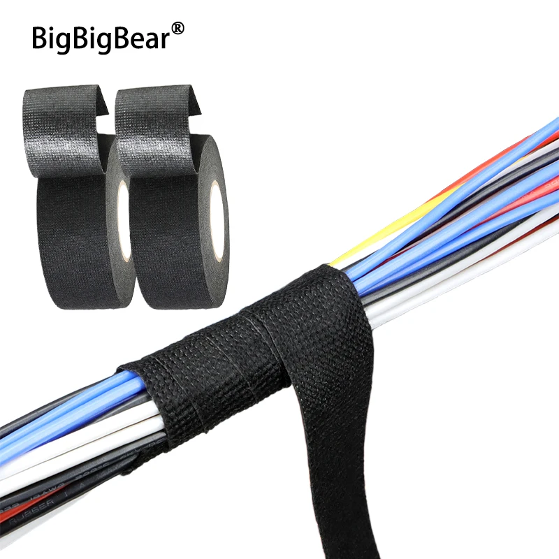 15M/Roll Cloth Fabric Electrical Tapes 9/15/19/25/30/35/40~50mm For Auto Car Wiring Cable Wire Harness Bundle Wrap Organize Tape