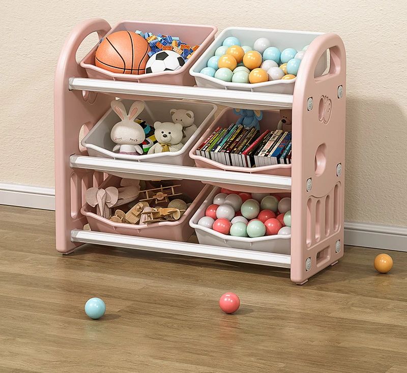 Multifunctional Children's Toy Storage Rack 3-Layers Large Capacity Organizer Shelf Cabinet Home Furniture Sundries Storage