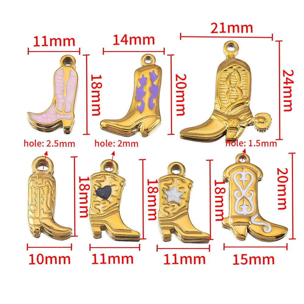 5pcs Stainless Steel Gold Color PVD Plated Boots Charms Pendant for DIY Necklace Bracelet Earring Jewelry Making Accessories image 6