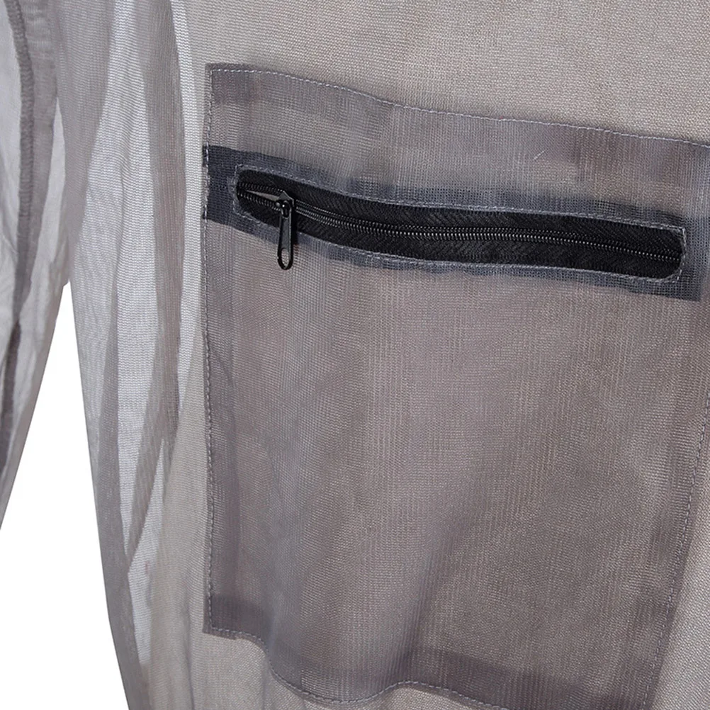 

Anti-Mosquito Shirt Mesh Hooded Jacket Zippered Hood Pocket For Camping Hiking Fishing