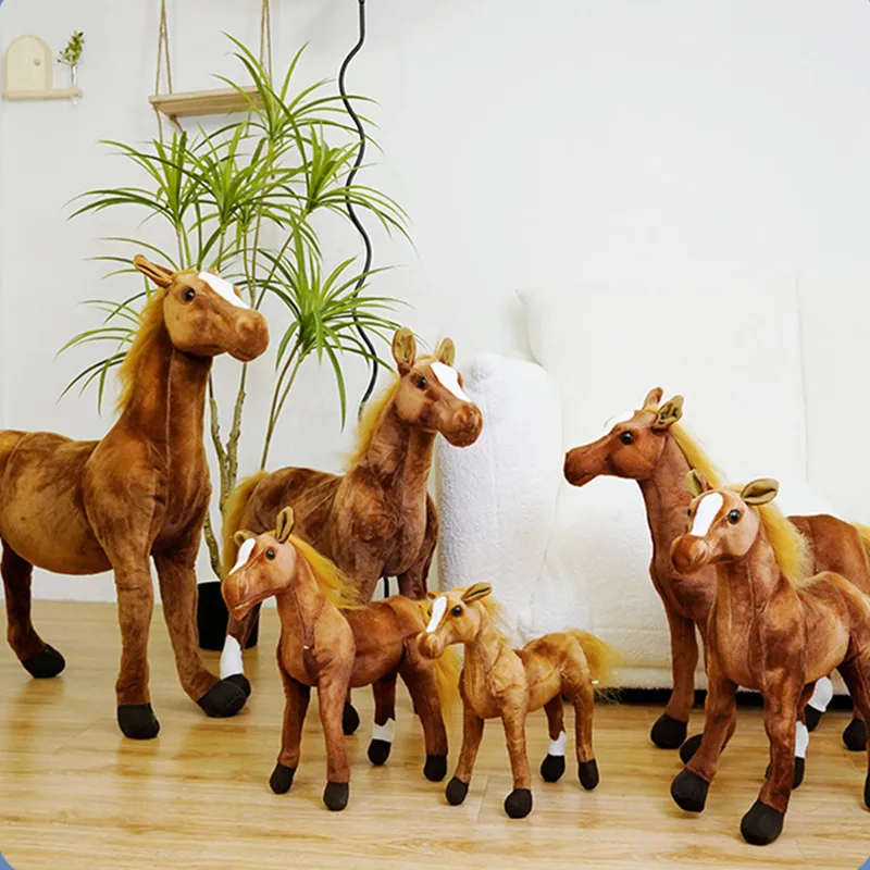 Adorável simulação cavalo bonecas de pelúcia para crianças, bichos de pelúcia, imagem realista, brinquedo pessoal clássico, presente, alta qualidade