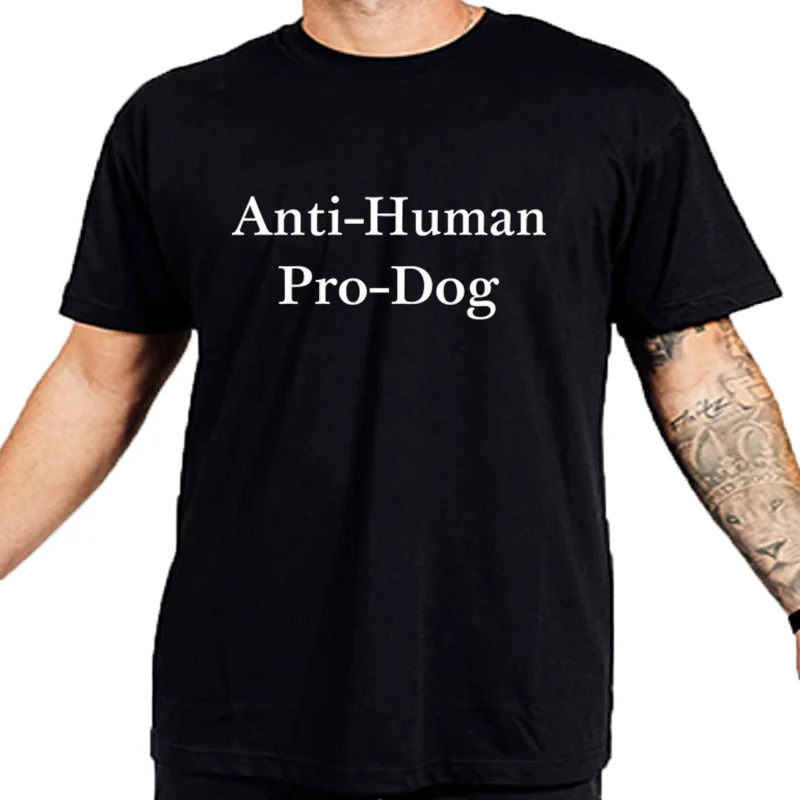 Anti-humain Pro chien drôle amoureux des chiens de compagnie ventilateur t-shirt pour hommes femmes 100% coton surdimens
