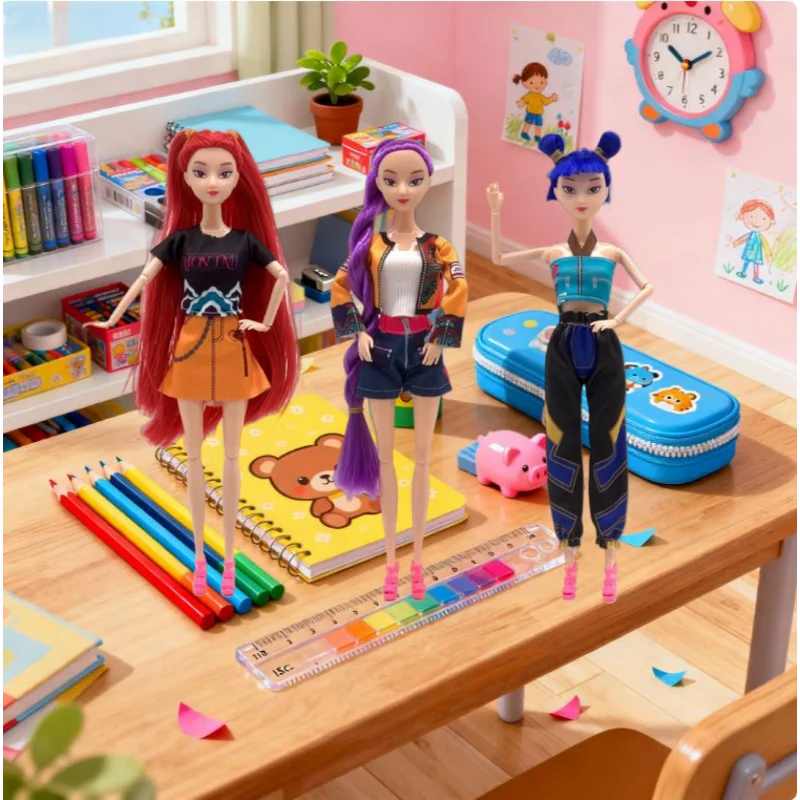 ฟิกเกอร์ของเล่นไลฟ์แอคชั่น Kpop Demon Hunters ปี 2025 รุ่นใหม่ รูมิ มิรา โซอี้ มิรา เพลงธีมแสงสีสันสดใส ของขวัญวันเกิดสำหรับเด็กผู้หญิง