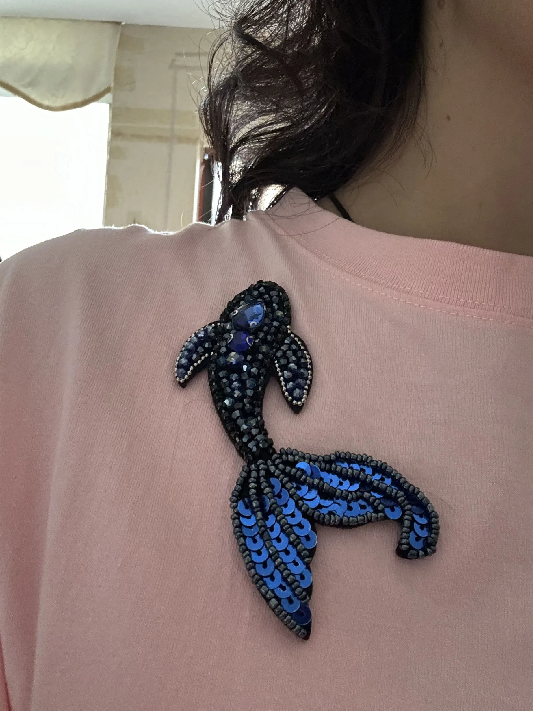 DIY Fashion Fish Animal Rhinestone Beaded Patches for Clothes Sew on Sequins Applique Decorative Parches Bordados Para