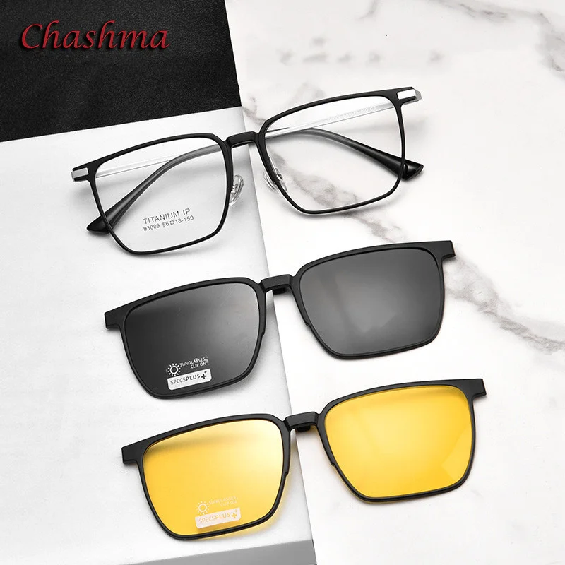 Chashma Men Clips on Eyewear Magnet Glass Ultem Titanium Driving Sunglasses Optical Frame Women Prescription Lenses Eyewear