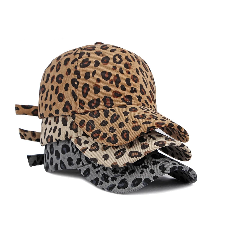 Leopard print hat for women, autumn and winter corduroy baseball cap, warm and sun protection sun hat, duckbill cap, hardtop for