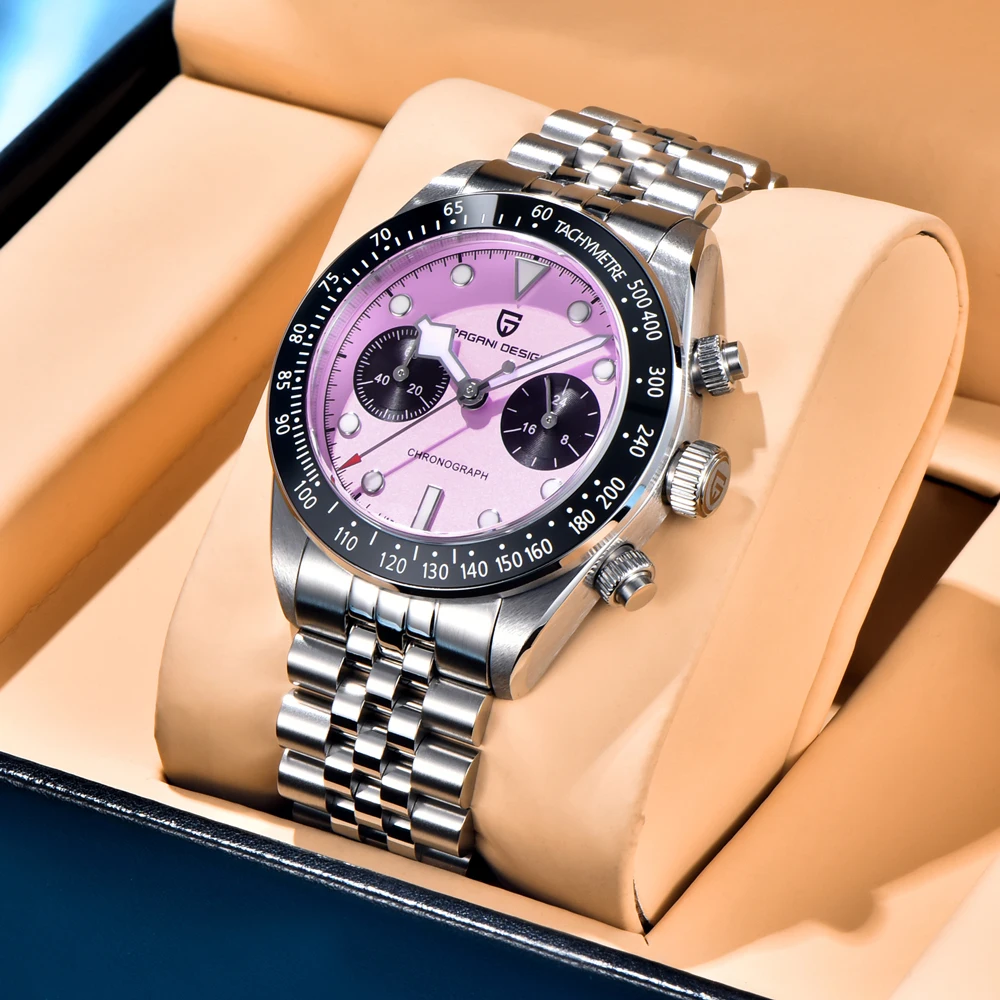 PAGANI DESIGN Men Watches New Pink BB Panda Dial Chronograph Fashion Luxury Quartz Watch For Men VK64 Movt Waterproof Watch 2026 view 4