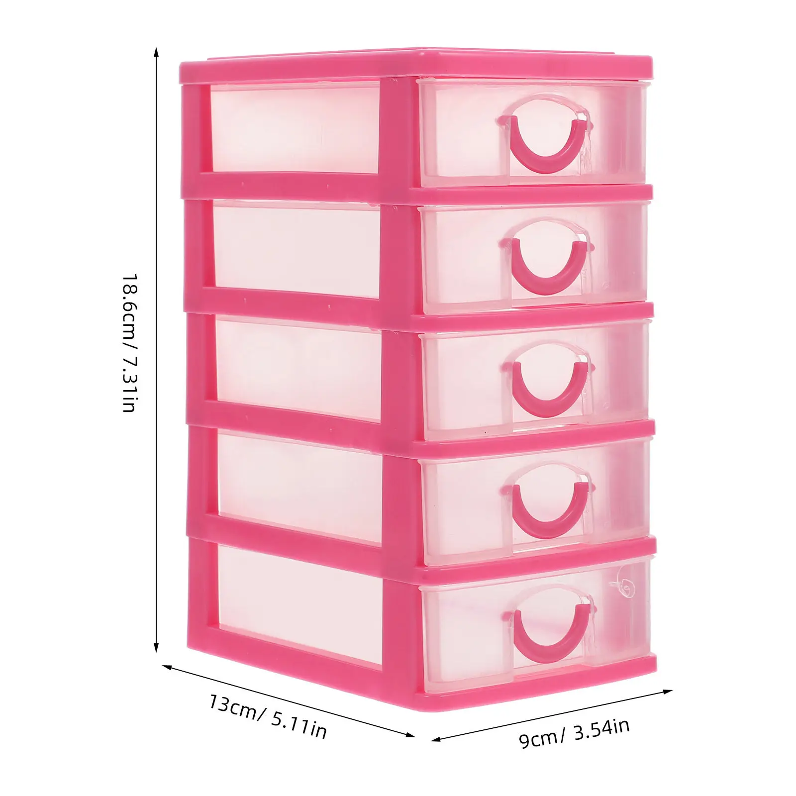 Pink 5-Layer Transparent Desk Storage Organizer with Drawers, Versatile Desktop Box for Office Supplies, Makeup, Jewelry, Home