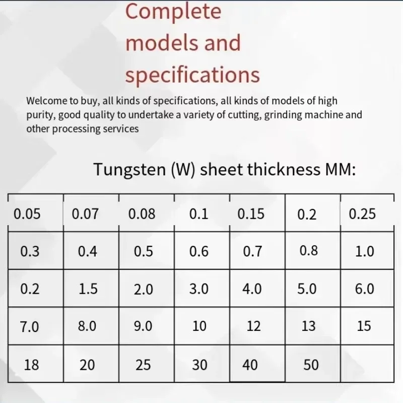 Custom zero cut metal material high purity tungsten sheet tungsten plate W99.95% industrial scientific research tools