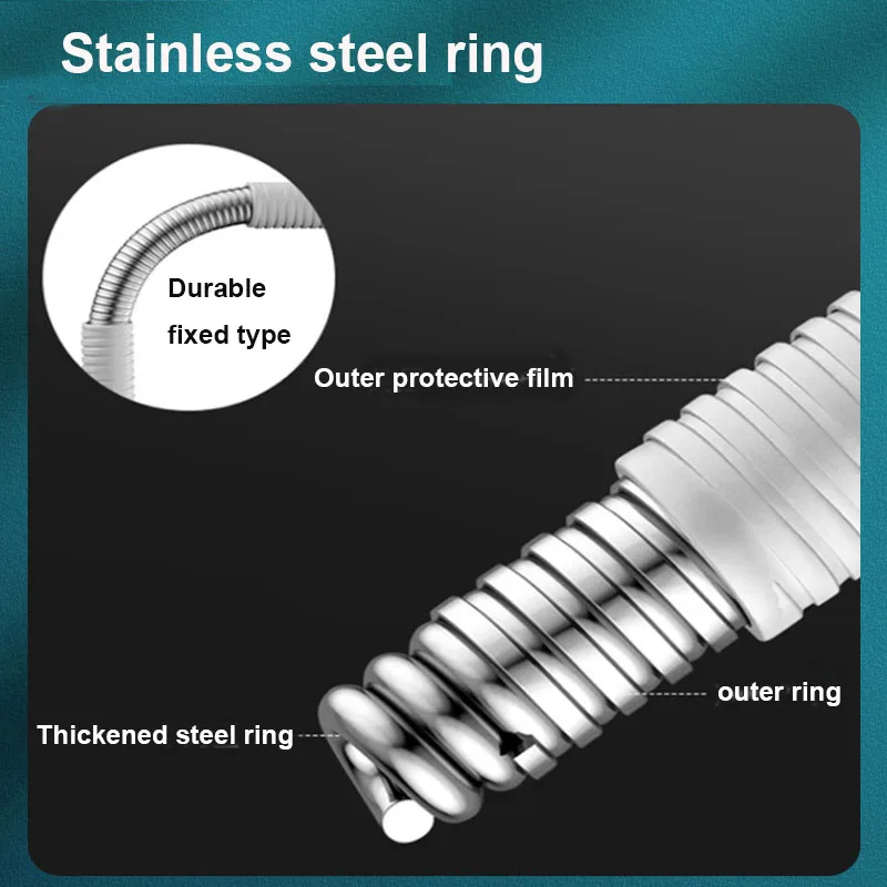 Verstellbarer Duschkopfhalter, selbstklebende Wandhalterung ohne Bohren, 120 ° Flexibler, silber/schwarzer Badezimmerhalter – Detail 2