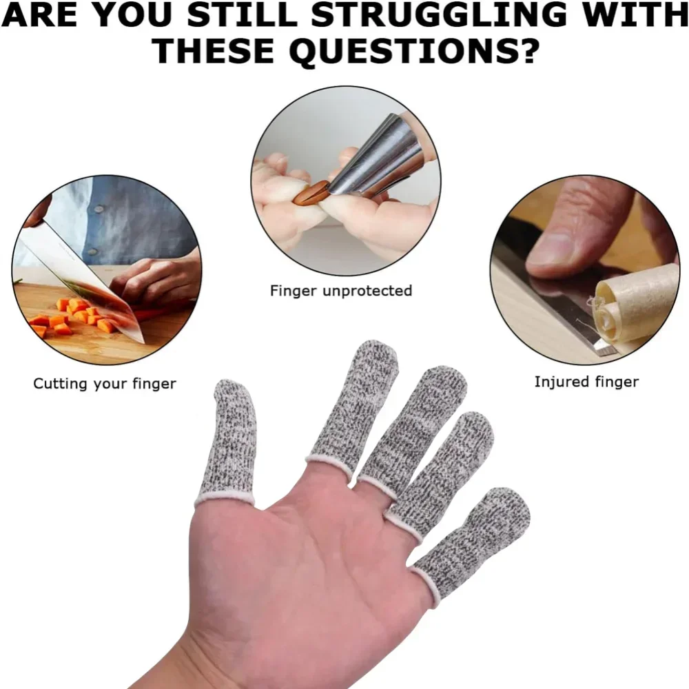 10Pcs Finger Cots Thumb Protector Anti-Cut Fingertips Finger Sleeve Flexible Resistant Protection Finger Cots for Work DIY