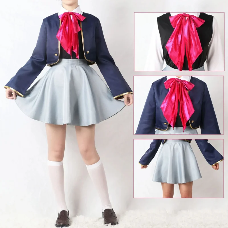 Oshi No Ko Cosplay Ai Hoshino Rubi Ruby Akuamarin Kana Cosplay Costume Anime Girls School Uniform Aqua Lolita Dress Suit Wig