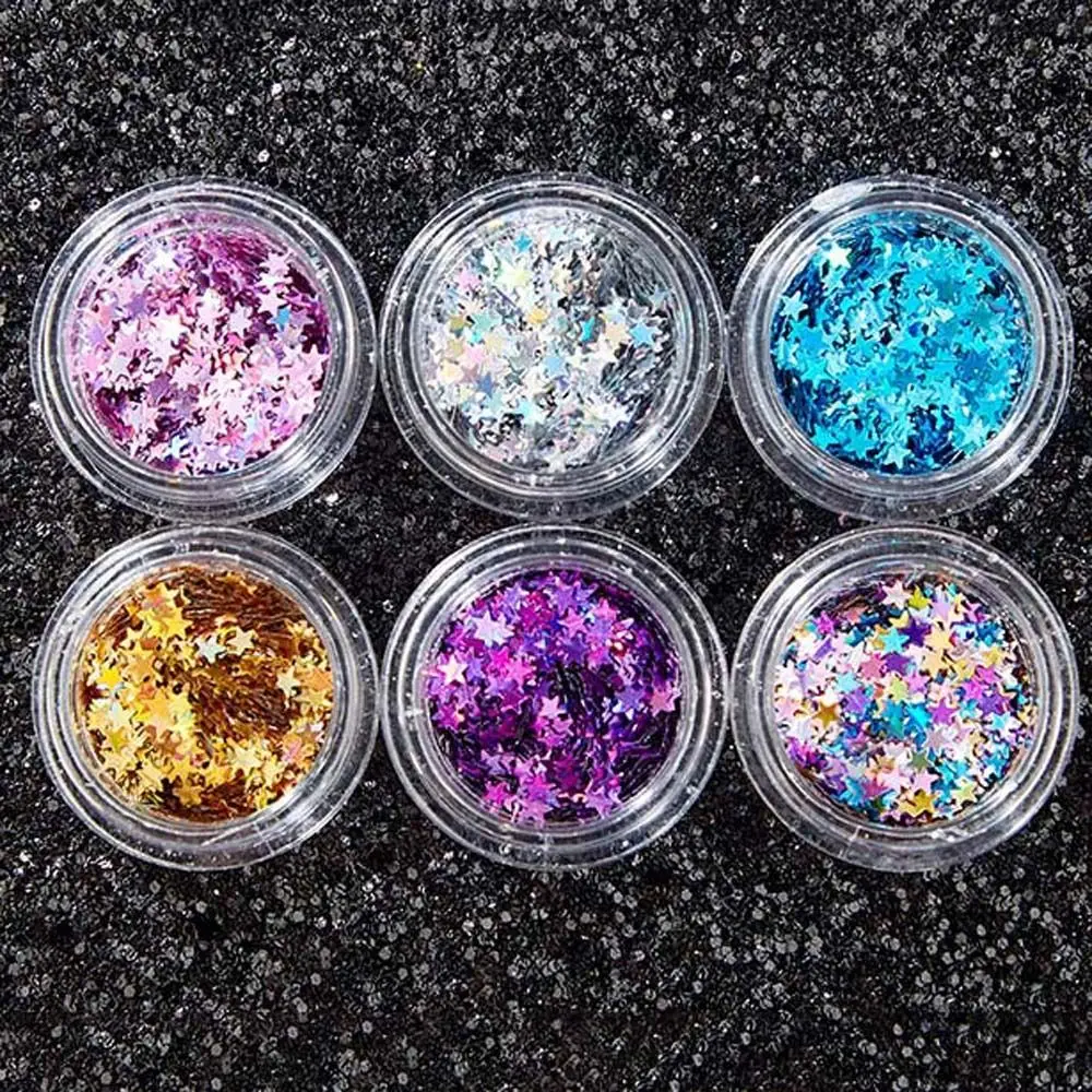 อุปกรณ์เสริมอายแชโดว์เลื่อม Pentagram DIY เครื่องประดับเล็บเล็บ Glitter Flakes Face Sequins เล็บ Eye Highlight Powder