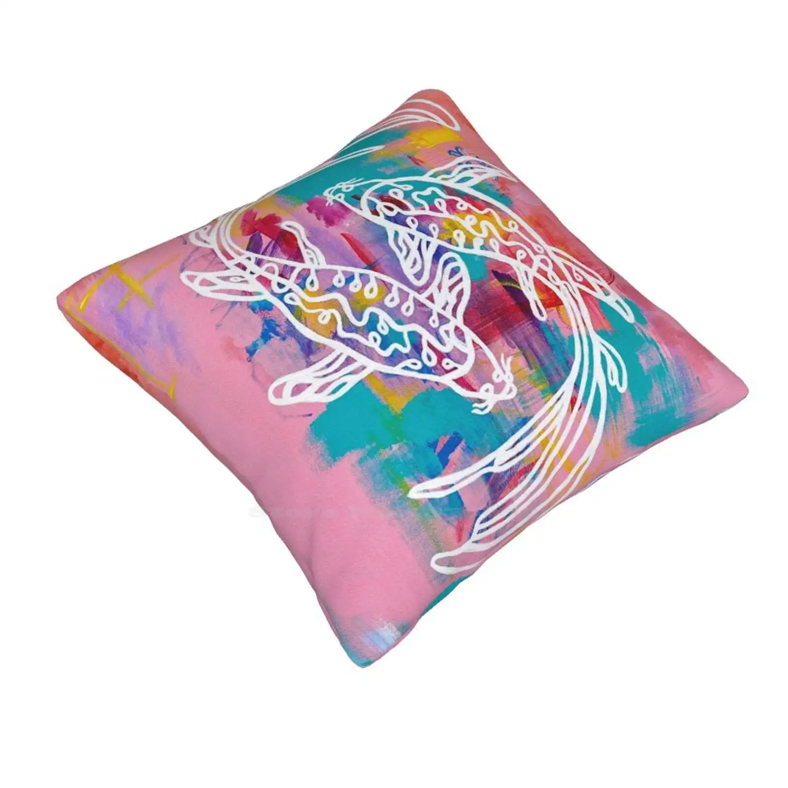 Duality Bedroom Office Hug Pillowcase Acrylic Painting Abstract Painting Pink Bright Colors Peaceful Harmony Aesthetic