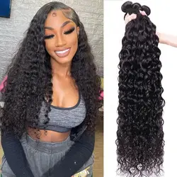 Sleek Brazilian Water Wave Human Hair Bundles Remy Hair 1 3 4 Bundles Human Hair Extensions Jerry Curly Human Hair Bundles