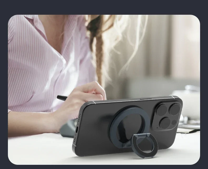 Für MagSafe Doppelseitige Magnetische Telefon Ring Halter Tragbare Falten Handys Ständer Telefon Zubehör Unterstützung Halterung Grip Tok – Detail 10